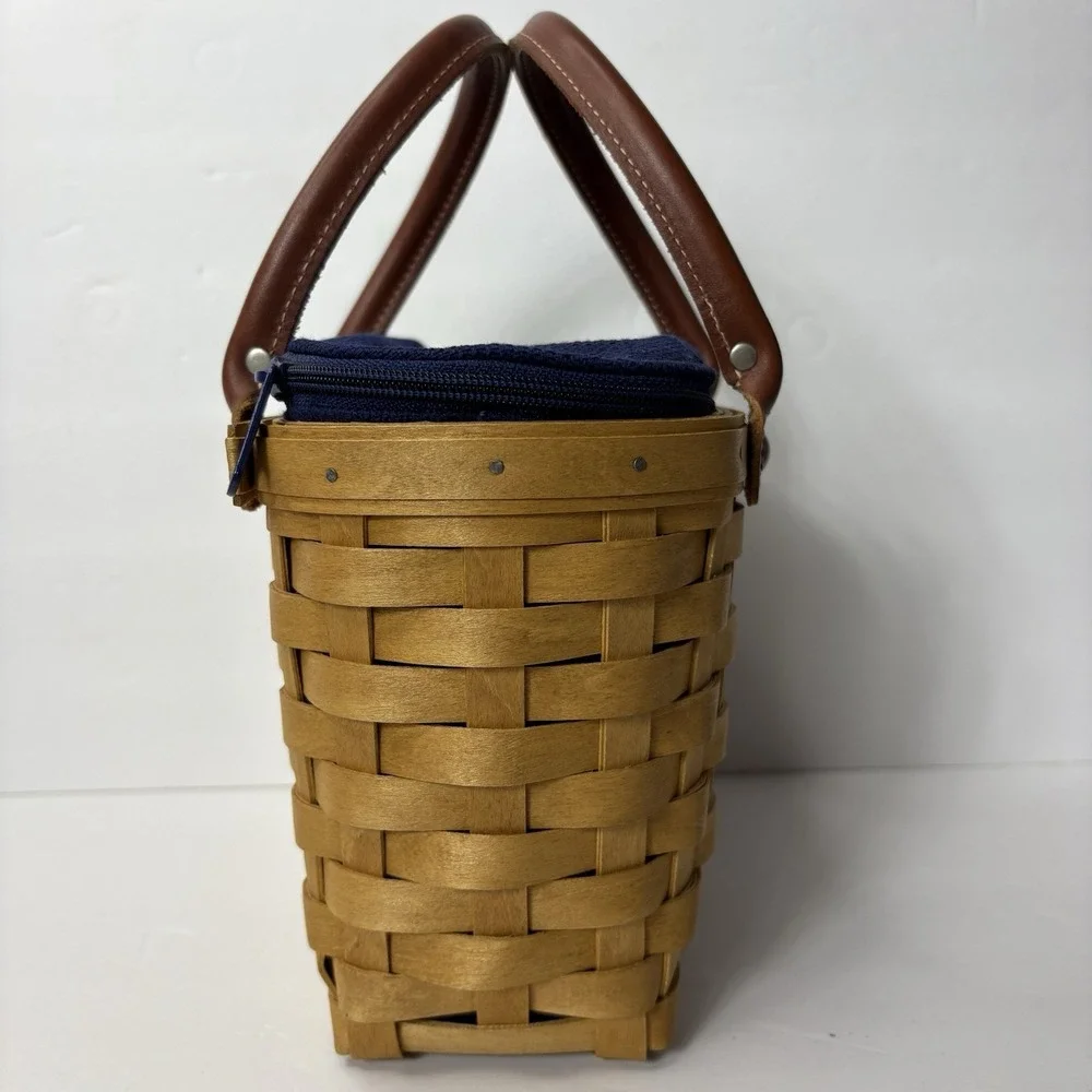 2003 Signed Longaberger Small Boardwalk Basket Zipper‎ Liner Protector Purse Vtg